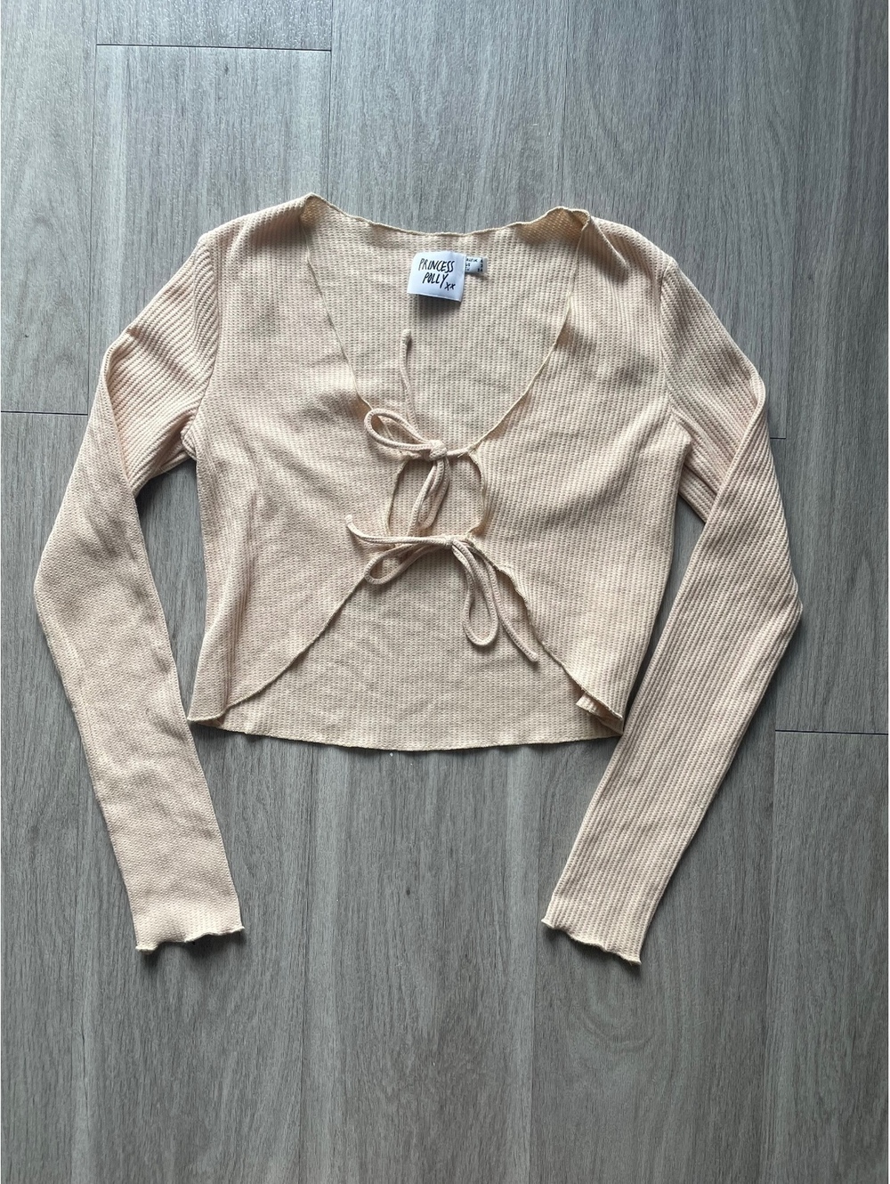 Princess Polly Beige Cropped Cardigan Size 2